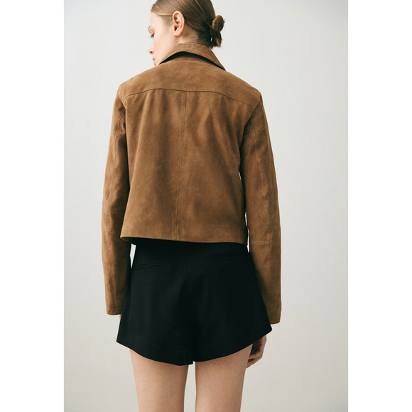 NWT MANGO SELECTION MNG MEDIUM BROWN SUEDE LEATHER JACKET COAT SZ XS - Picture 7 of 12